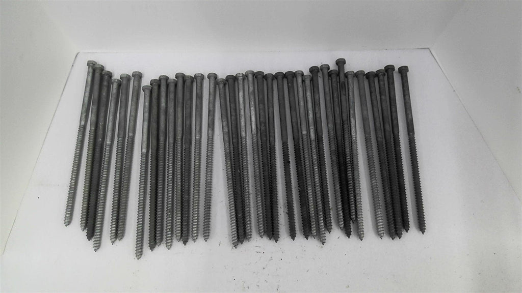 Lag Screws 3/8" x 10" Long 6" Threads 1/2" Hex Head Lot Of 34