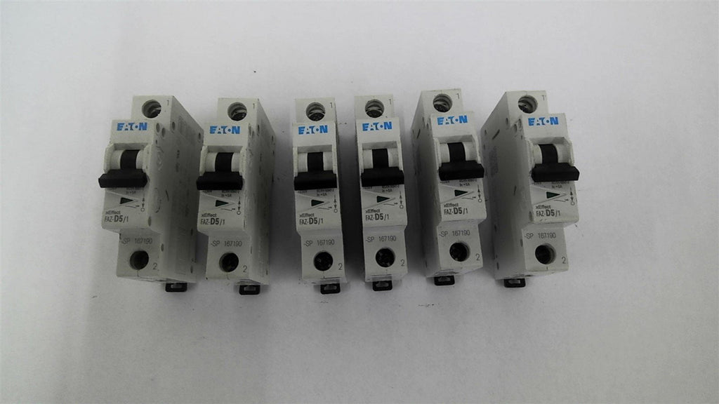 Eaton FAZ-D5/1 Circuit Breaker Lot Of 6