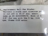 Wall Fan Blade Cast Aluminum 45.5" Diameter 6 1/4" wide Blade