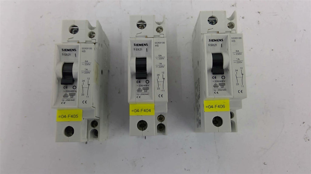 Siemens 5SX21 C6 Circuit Breaker 6 Amp 230/400 Volts Lot Of 3