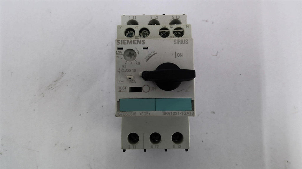 Siemens 3RV1021-1GA10 Circuit Breaker 4.5-6.3 Amp
