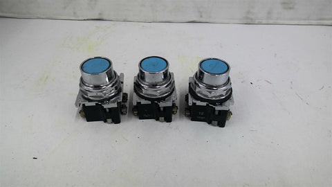 Cutler-Hammer 10250T/91000T Light Blue Pushbutton Lot of 3