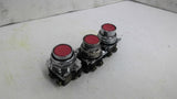 Cutler-Hammer 10250T/91000T Red Pushbutton Lot of 3