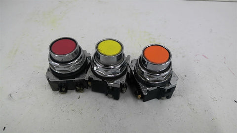 Cutler-Hammer 10250T/91000T Mixed Color Pushbutton Lot of 3