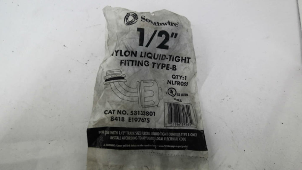 SouthWire 1/2" Nylon Liquid Tight Fitting Type B Lot Of 5