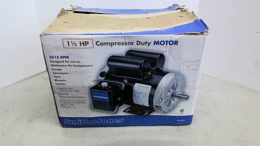 Smith+Jones D56 5S2C 1.5 HP AC Motor 3600 RPM 2p Single Phase 56 ODP 60hz