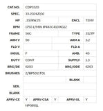 Baldor CDP3320 DC Motor .33 HP 1750 RPM 56C 90 Volts