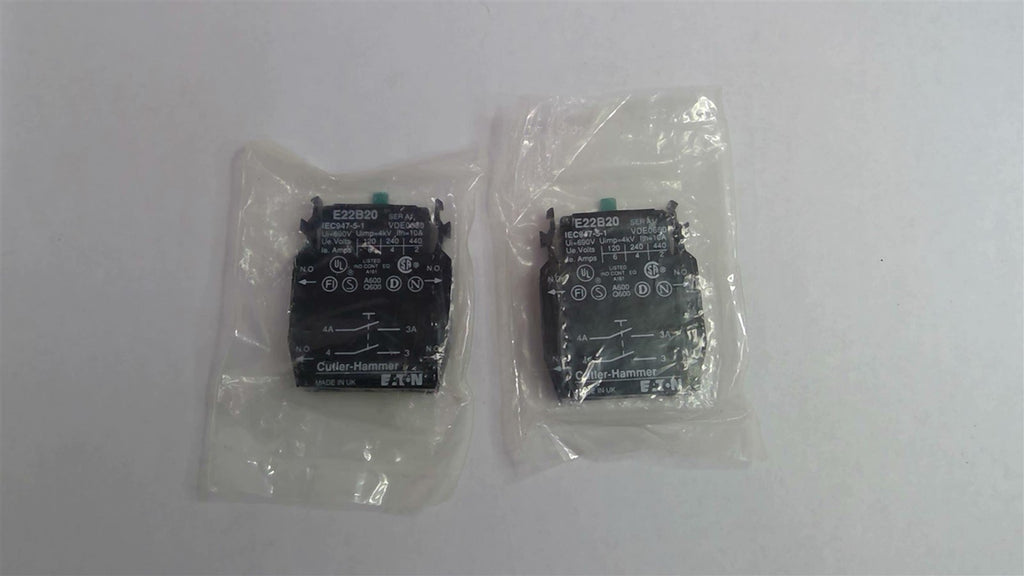 Cutler-Hammer E22B20 Contact Block Series A1 600V 10A 2Pole Lot of 2