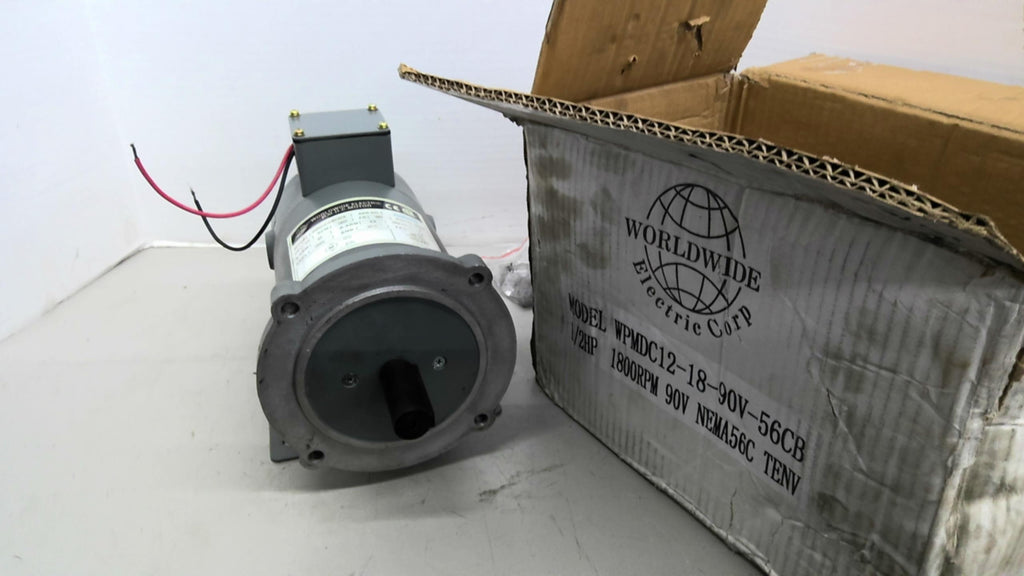 Worldwide WPMDC12-18-90V-56CB 1/2hp DC Motor 1800rpm 56C 90v TENV