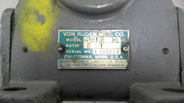 Von Ruden 4810 5:1 Ratio Left Angle Gear Reducer – BME Bearings and Surplus