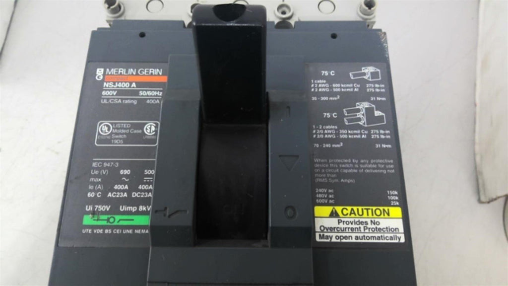 Merlin Gerin NSJ400A Circuit Breaker 400 Amp 600V 3 Pole