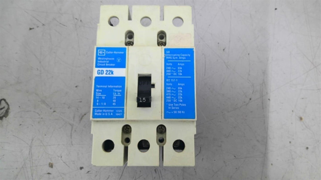 Cutler Hammer GD3015 22K Circuit Breaker 15 Amp