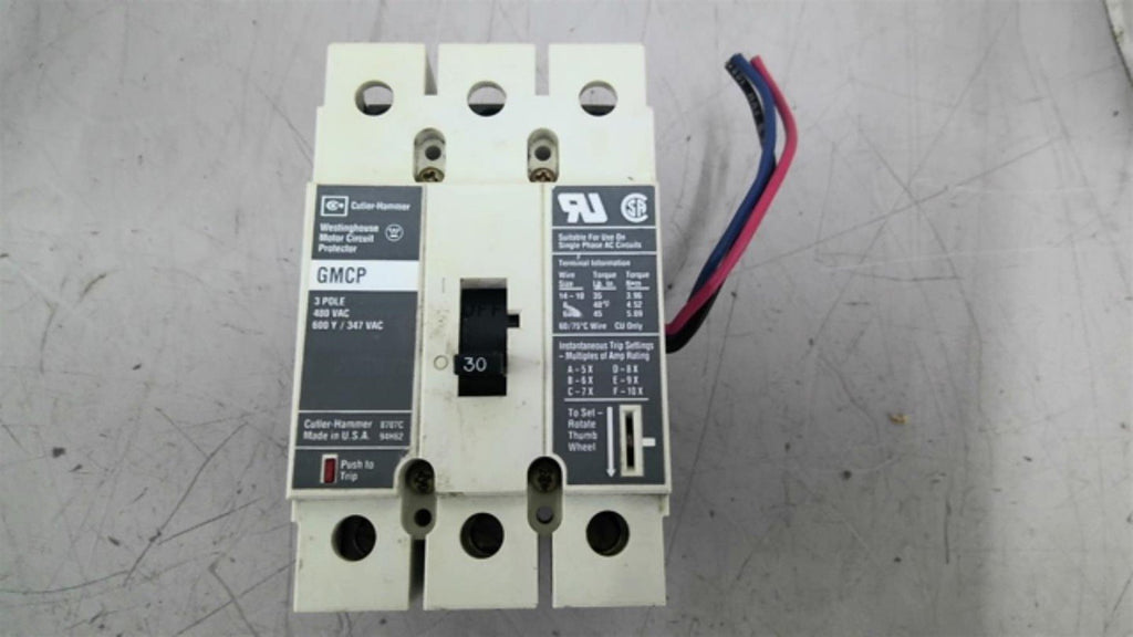 Cutler Hammer GMCP 3P 480V Circuit Breaker 30 Amp