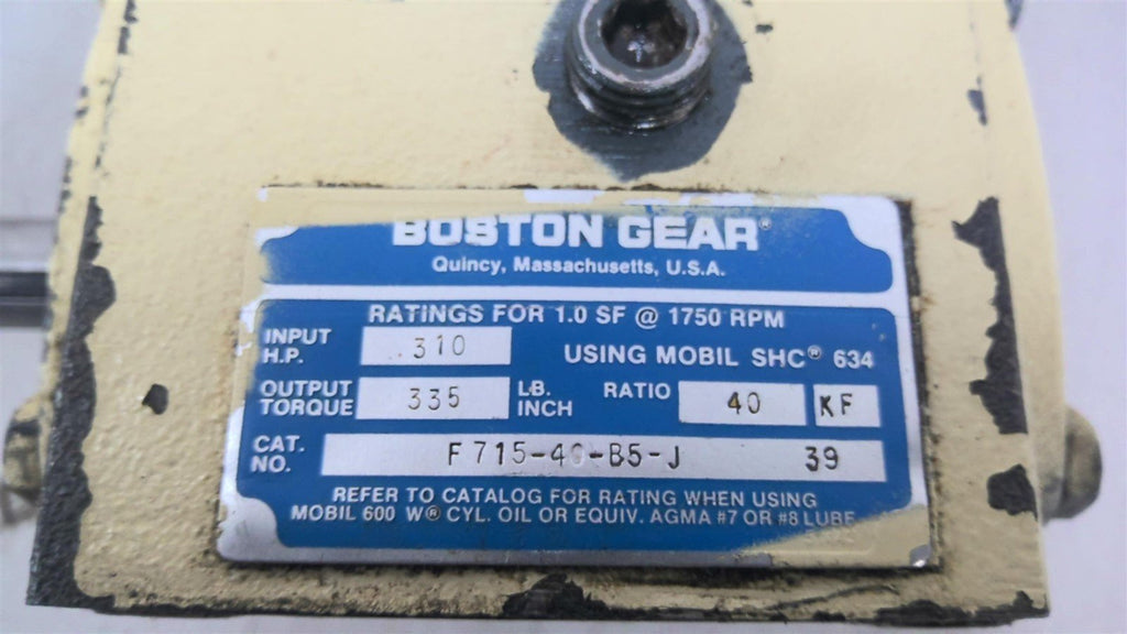 Boston Gear F715-40-B5-J Right Angle Gear Reducer 40:1 Ratio 310 IN HP