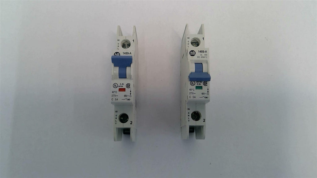 Allen Bradley 1489-A1C050 Circuit Breaker 5A 1 Pole 277V Lot Of 2