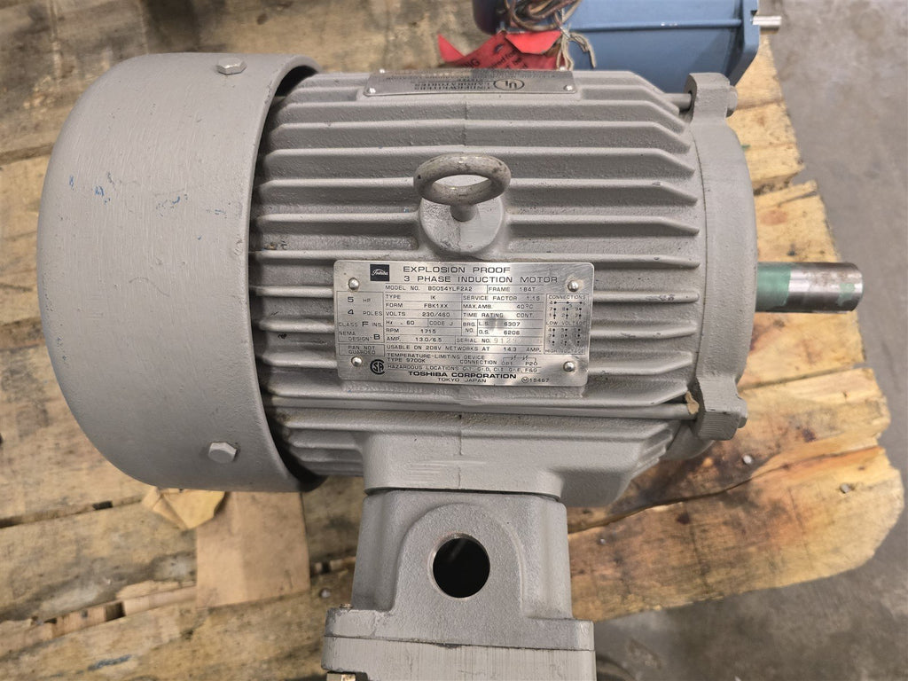 Toshiba B0054YLF2A2 5HP AC Motor 1800RPM 4P 3Ph 184T 230/460V TEFC 60Hz