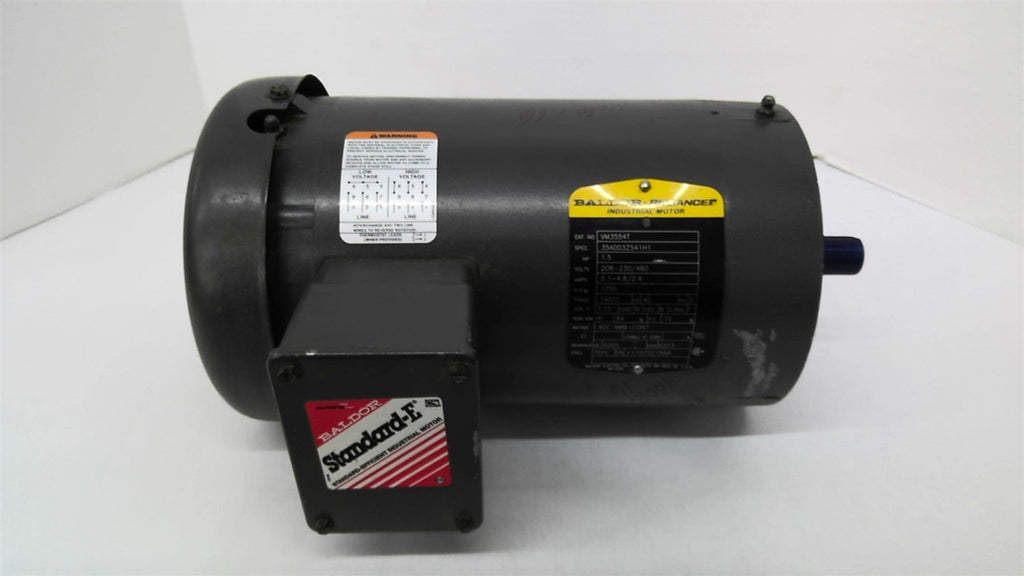 Baldor VM3554T 1.5hp AC Motor 1800rpm 4p 3ph 145TC 208-230/460v TEFC 60hz