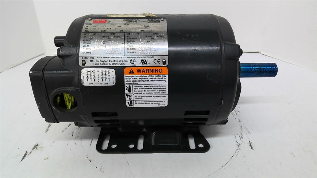 Dayton 2MKY2A 2hp AC Motor 1800rpm 4p 3ph 143-5T 208-230/460v 60hz