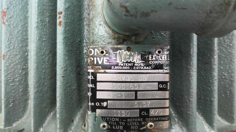 Cone Drive MSHV35-0B 30:1 Ratio Gear Reducer 5.57 Input HP 1150 RPM