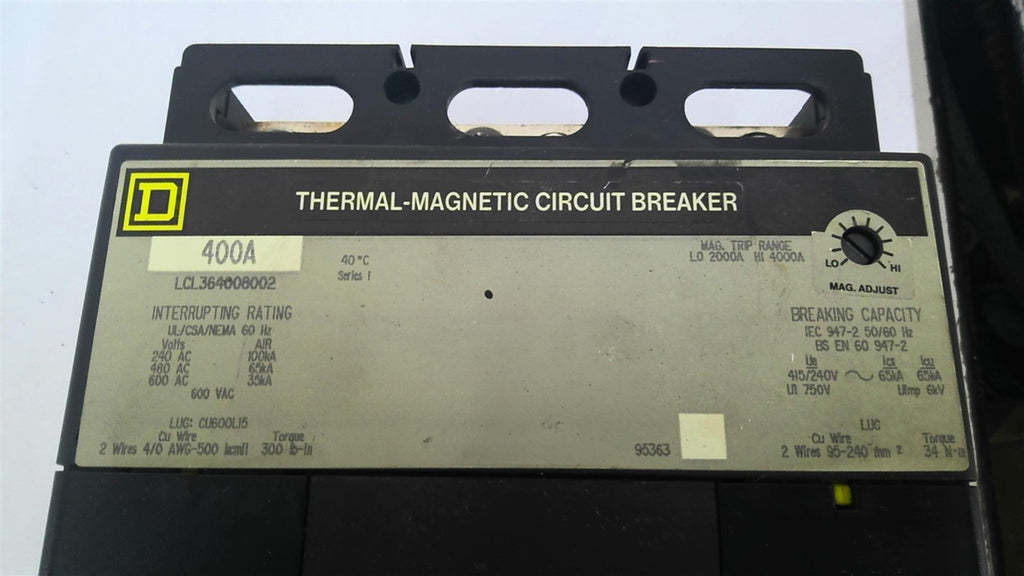 Square D 400A LCL364008002 Circuit Breaker