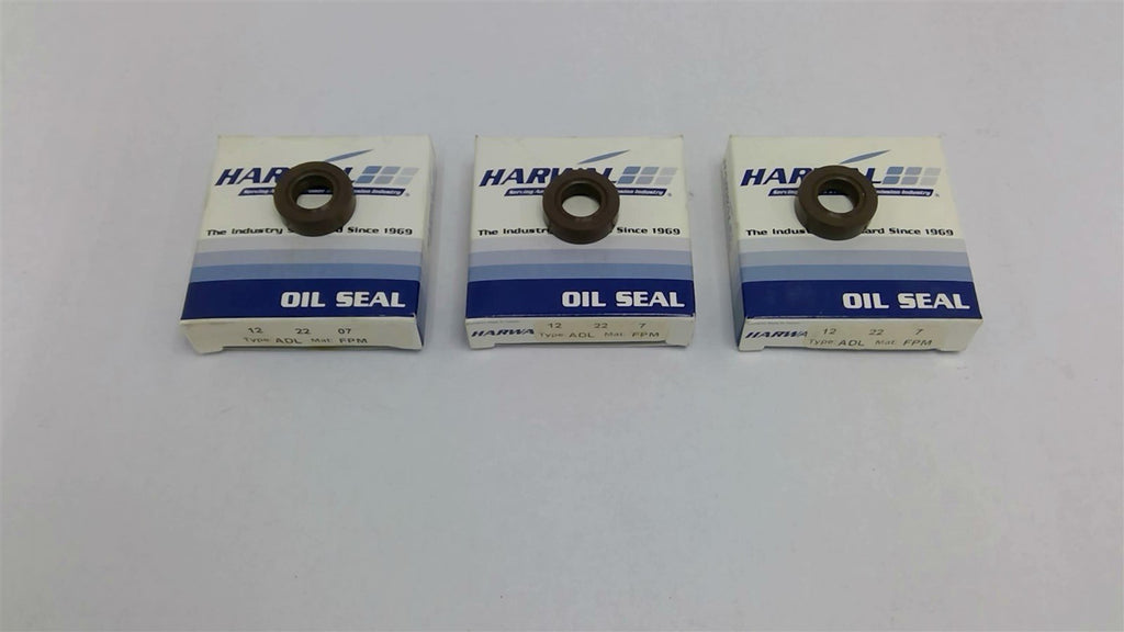 Harwal 12x22x7 ADL FPM Oil Seal Lot Of 3