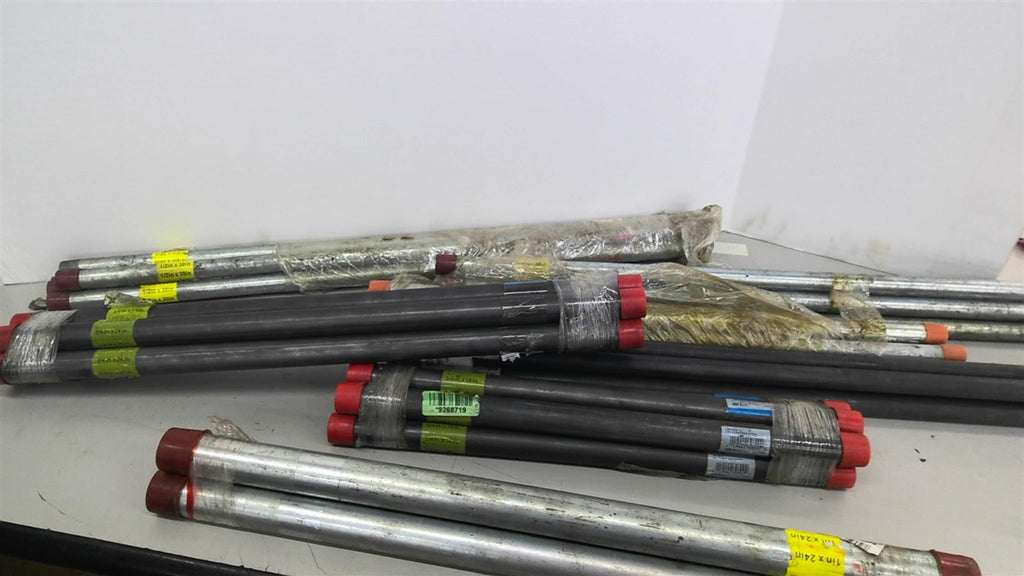 Various Sized Galvanized/Black Steel Pipes Lot Of 33