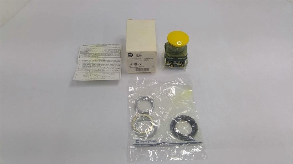 Allen Bradley 800T-D9B Yellow Mushroom Head Push Button