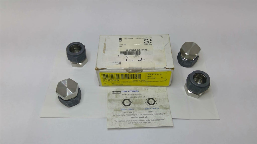 Parker 12-PNBZ-SS-CNQ Tube Fitting 3/4" Lot Of 4