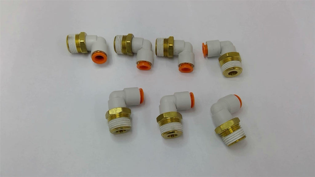 SMC 90 Degree Elbow Push To Connect Fitting 3/8" Lot Of 7
