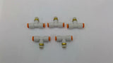 SMC 1/4"Tee X 1/8" Pipe Pneumatic Tee Fitting Lot Of 5