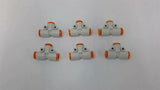 SMC Push-To-Connect Tee Fitting 1/4" Lot Of 6