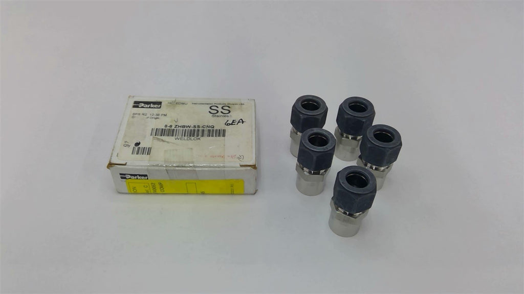 Parker 8-8ZHBW-SS-CNQ 3/16" Fittings Lot Of 5