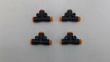 SMC 3/16" Push-To-Connect Tube Tee Fitting Lot Of 4