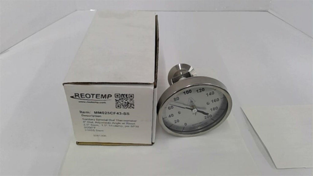 Reotemp MM025CF43-SS Sanitary Bimetal Dial Thermometer 4" Dial