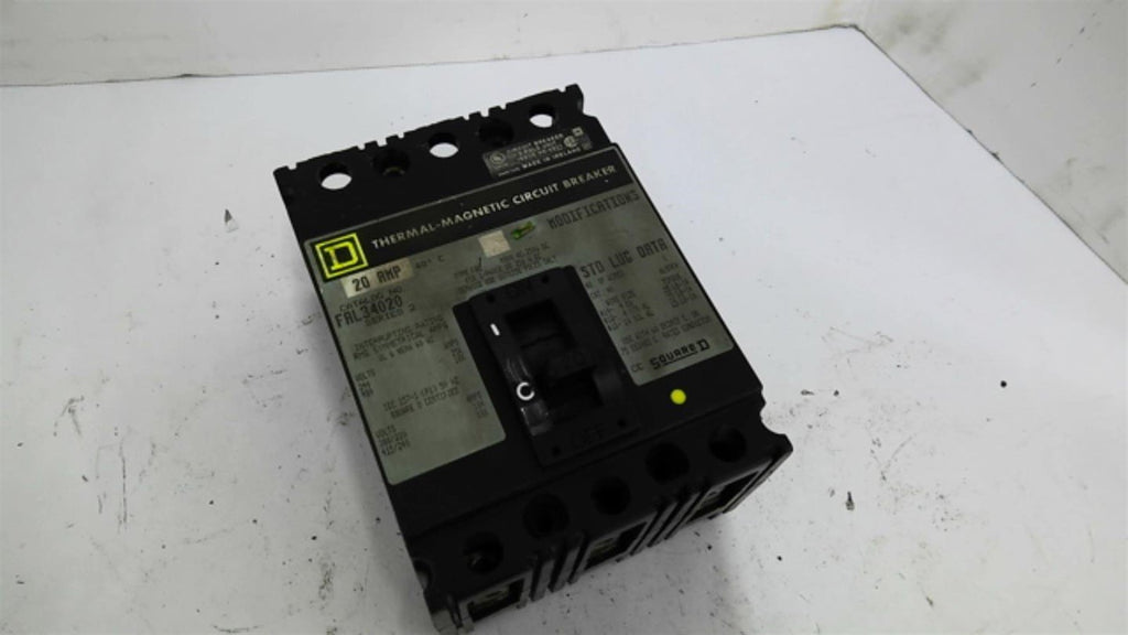 Square D 20A FAL34020 480VAC Circuit Breaker