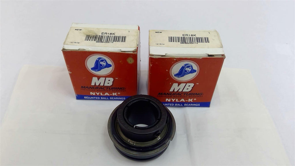 MB Manufacturing ER16K NYLA-K Mounted Ball Bearing Lot Of 2