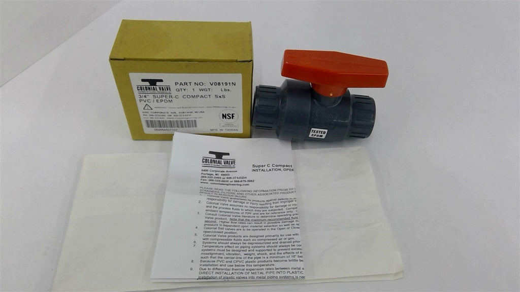 Colonial Valve V08191N Super C Compact Ball Valve 3/4"
