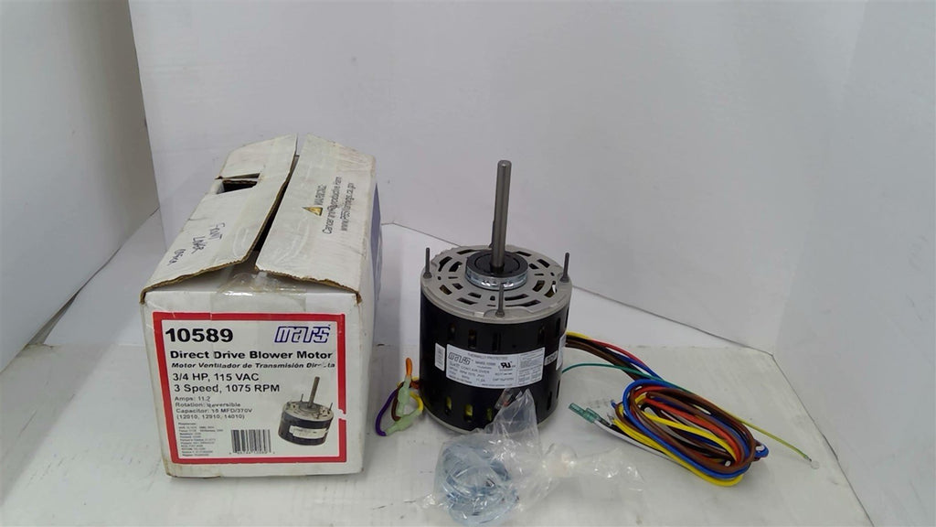 Mars 10589 3/4 HP Direct Drive Blower Motor 1075 RPM One Phase 115 V TEFC 60 HZ