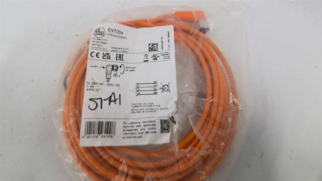 IFM EVT004 Cordset 250V 4 Amp