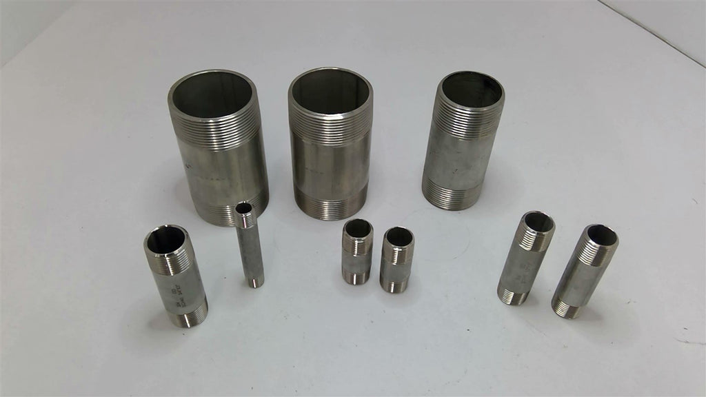 Assorted Lot Of Stainless Steel Pipe Nipples Lot Of 9