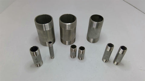 Assorted Lot Of Stainless Steel Pipe Nipples Lot Of 9