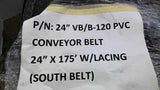 24" Wide VB/B-120 PVC Conveyor Belt 175' With Lacing 1/8" Thick