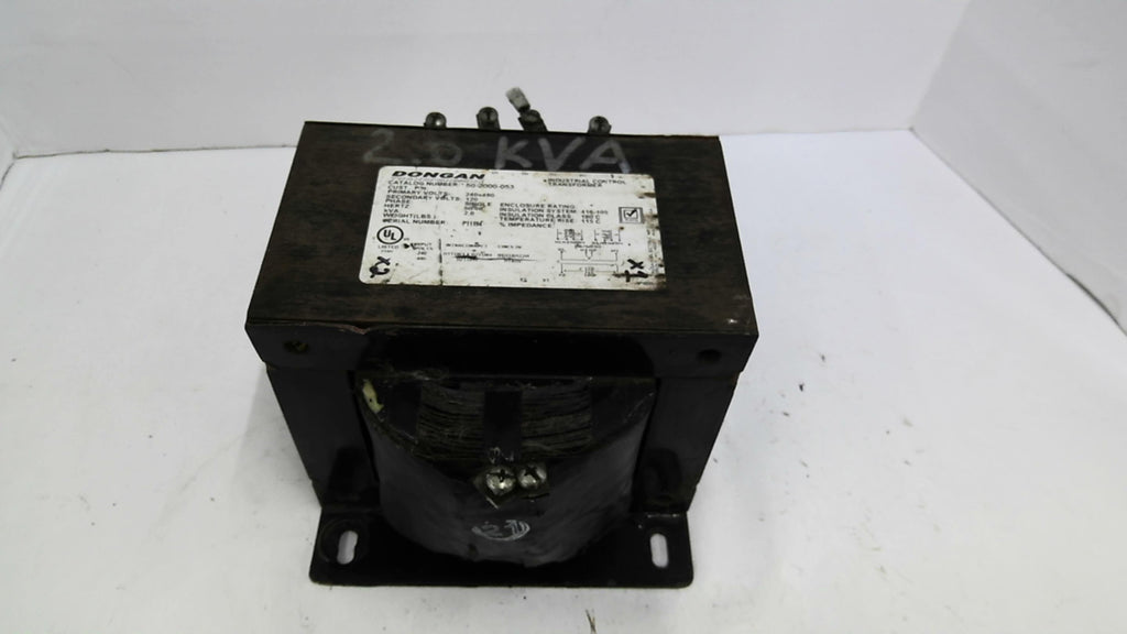 Dongan 50-2000-053 Transformer 2 KVA 240-480V Pri 120 Sec Volts Single Phase