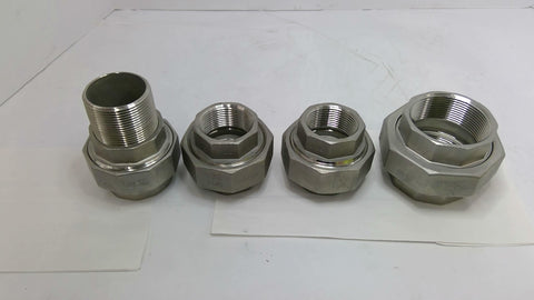 Assorted Lot Of Stainless Steel Union Pipe Fittings 150 11/4,2"-150,150 11/4,
