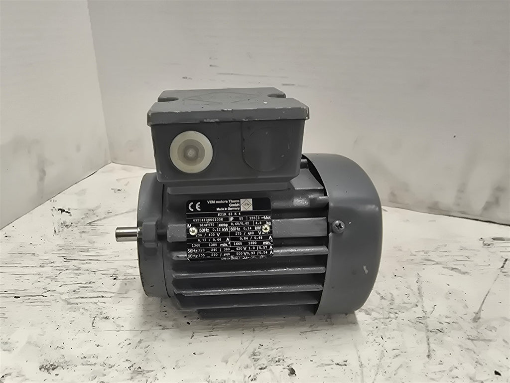 VEM K21R63K4 .14kW AC Motor 1800RPM 4P 3PH 63 380/420V TEFC 60Hz