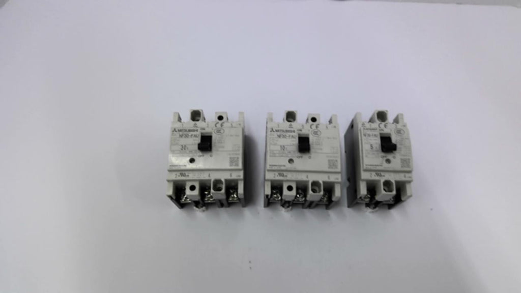 Mitsubishi NF30-FAU Circuit Breaker 3 Pole 30 Amp 220 VAC 2.5K, NF30-FAU 10 Amp,