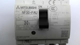 Mitsubishi NF30-FAU Circuit Breaker 3 Pole 30 Amp 220 VAC 2.5K, NF30-FAU 10 Amp,