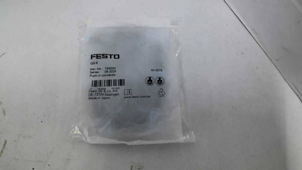 FESTO QS-6 Push in Connector Pack of 10