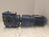 Sew Eurodrive SA47R17DR63S4/IS .12kW Gear Motor 3PH 147/254V 388:1 Ratio