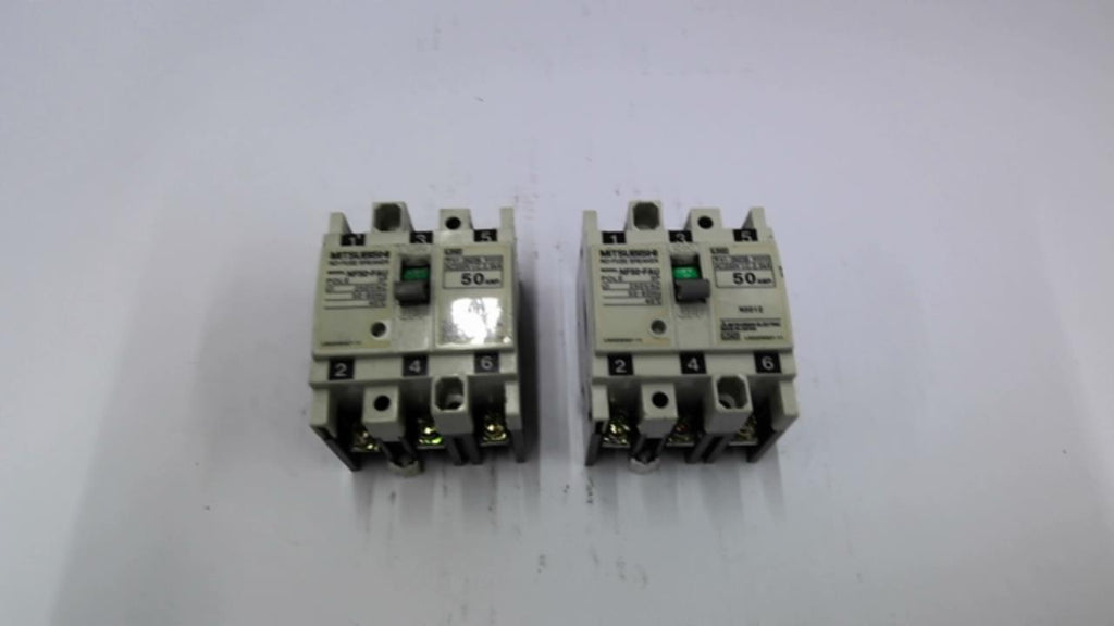 Mitsubishi NF50-FAU No Fuse Breaker 50 Amp 3 Pole 250 VAC 50/60 Hz Lot Of 2